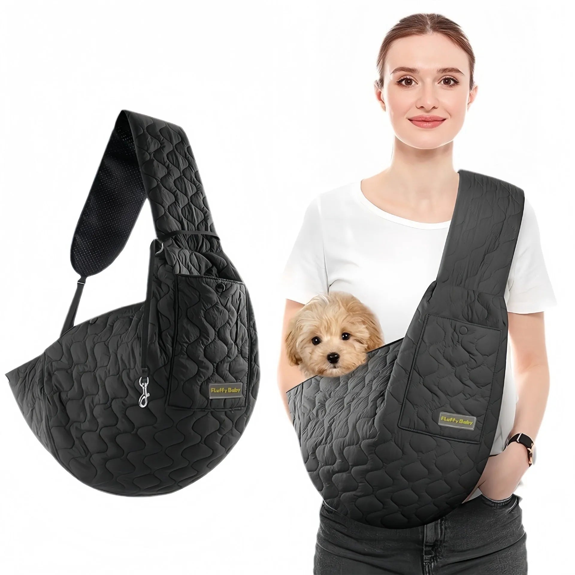 Pet Shiralee outing cat messenger bag in nylon solid colour hands-free pet carrier