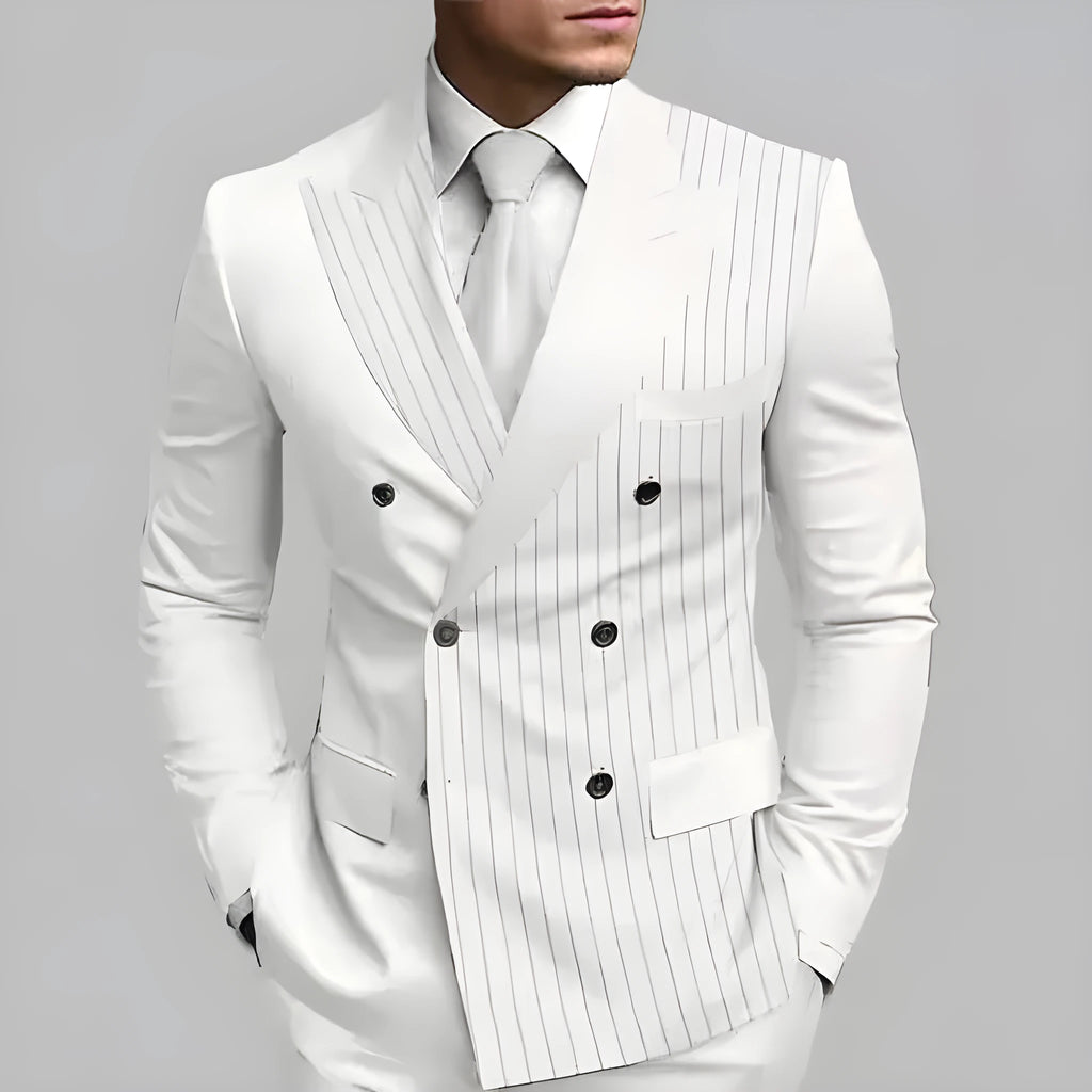 New men's printed posterior median split suit jacket in British style with colour matching pattern and black buttons
