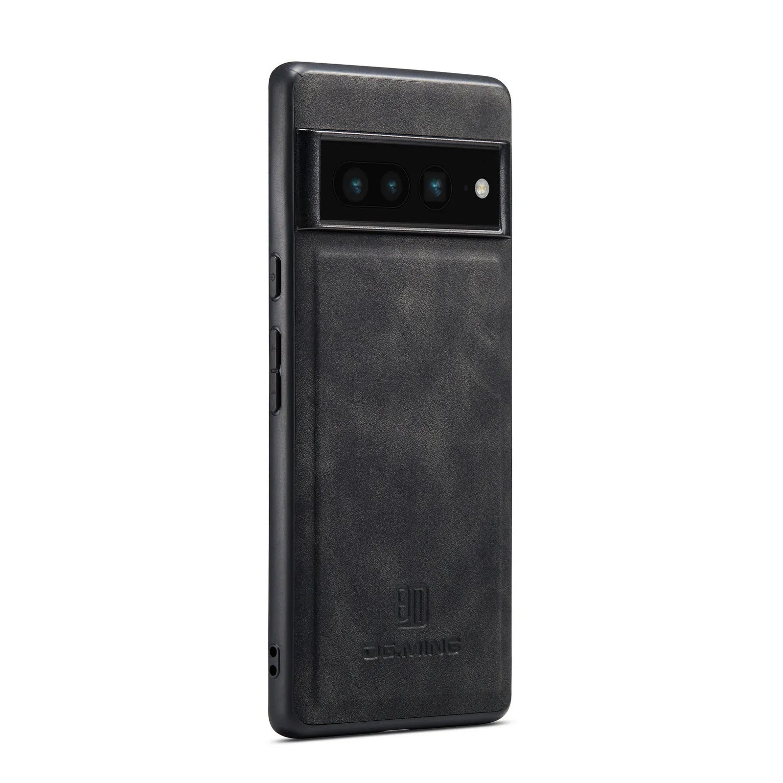 Leather magnetic card holder phone case in black for Pixel8Pro, hand-woven craft