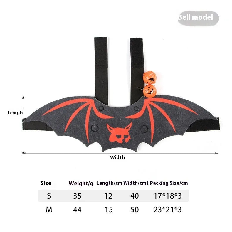 Halloween felt batwing costume for cats in multiple colour options