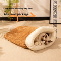 Flannel cat sleeping bag nest measuring 50cm by 40cm in blue rabbit design