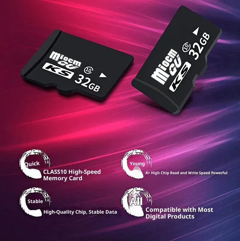 32GB C10 high-speed TF memory card in black for phone camera and driving recorder