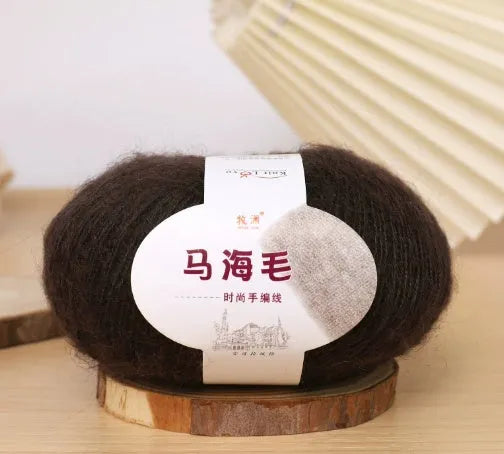 Mohair wool ball for DIY scarf knitting in assorted colours on white background