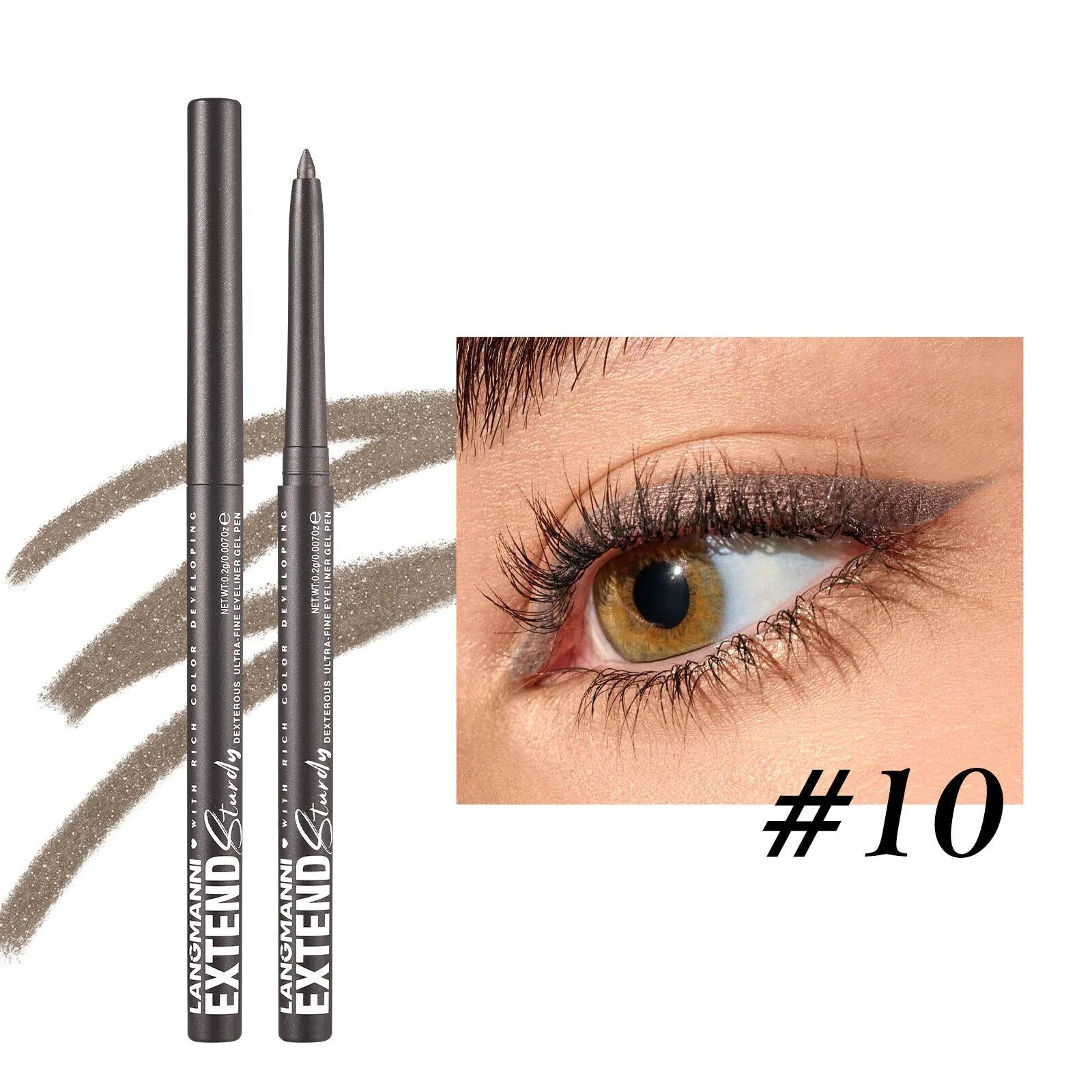 12 colourful eyeliner pencils with matte, glitter, metallic, and pearl finishes in waterproof formula
