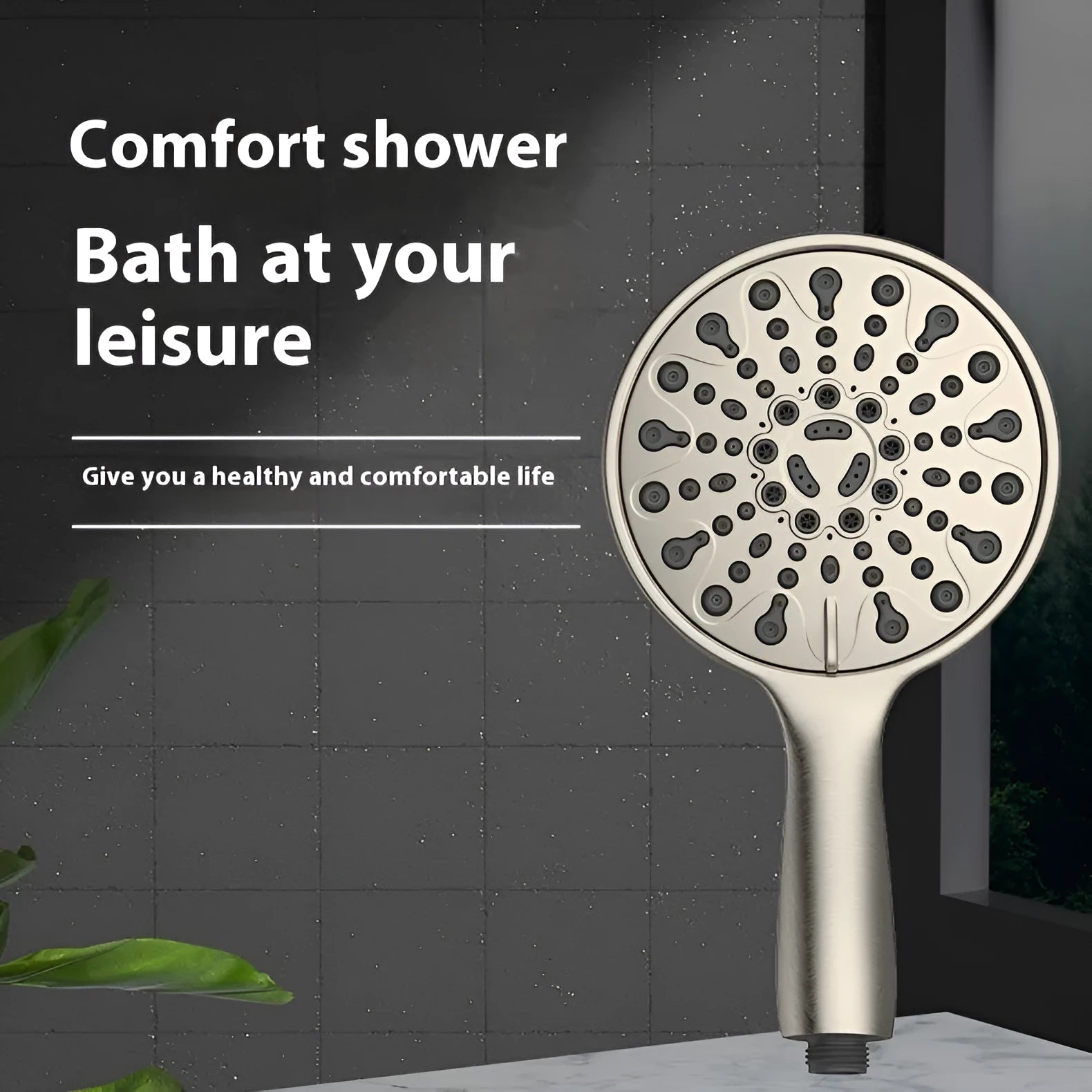 Chrome electroplated portable handheld shower head with six function dial