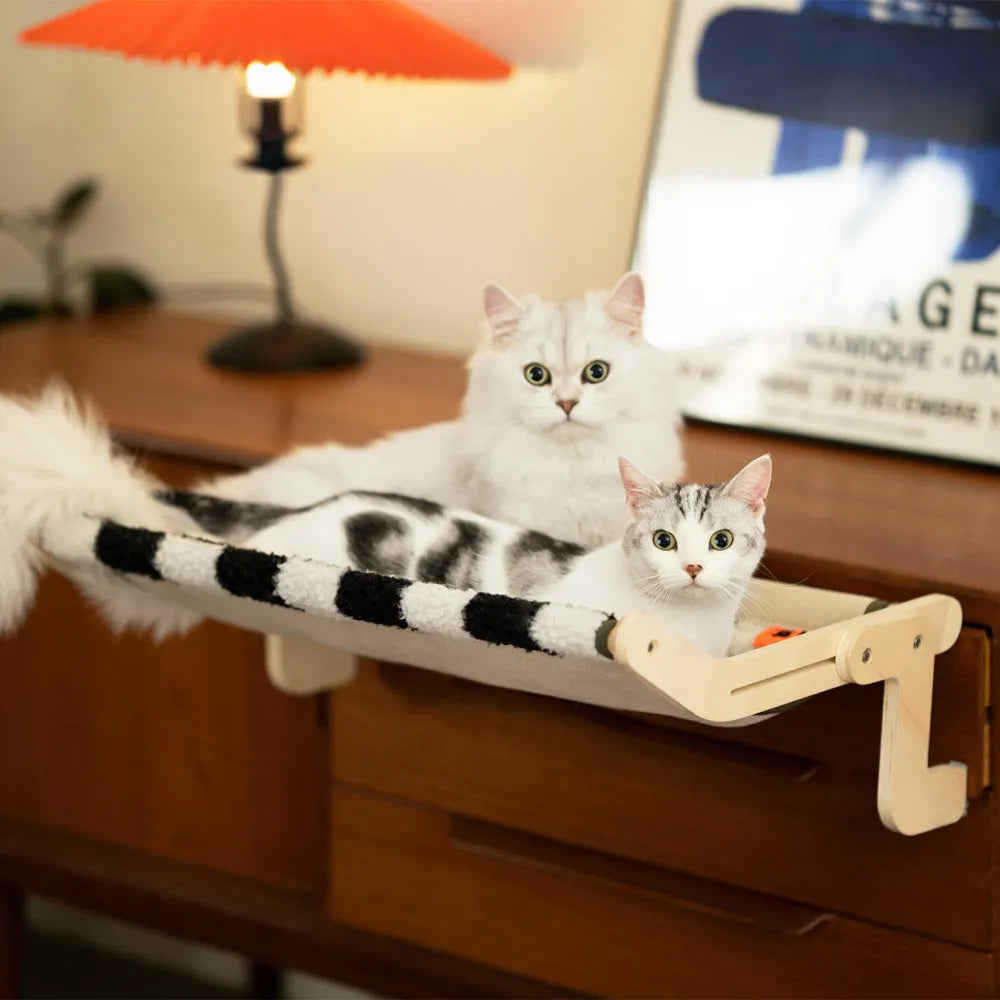 Wooden cat hanging bed in black and white colour 60x21.5x39.5cm