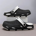 Men's Summer Closed Toe Non-slip Breathable Beach Slippers EVA Integrated Molding Flat Heel 3cm Breathable Non-slip Grid Pattern Thin Round Head Toe Holder Available in Gray Navy Blue Black Sizes 38-39 to 44-45