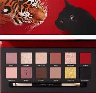 Explorer animal theme eyeshadow palette with twelve colours including matte and shimmer finishes
