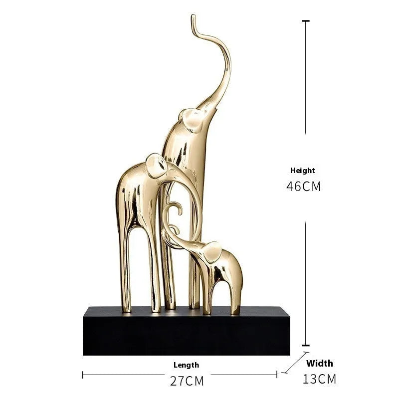 Fortune Bring Elephant resin decorative figurine in bright gold, rose gold, silver, or retro colour finish.