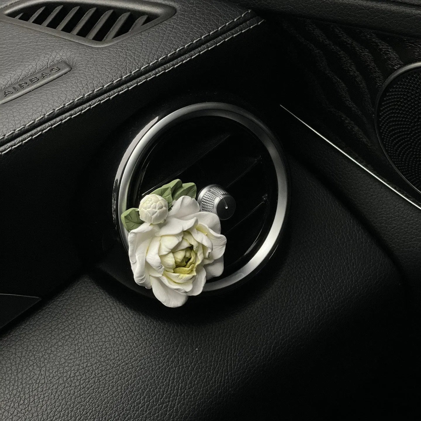 Jasmine car perfume solid air freshener vent clip in beige white or fresh green
