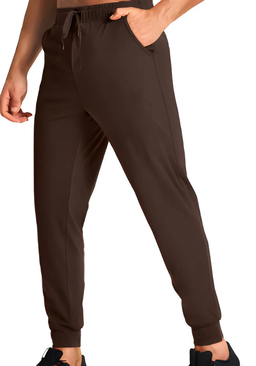 Men's loose fit casual trousers in solid colours with polyester fabric construction