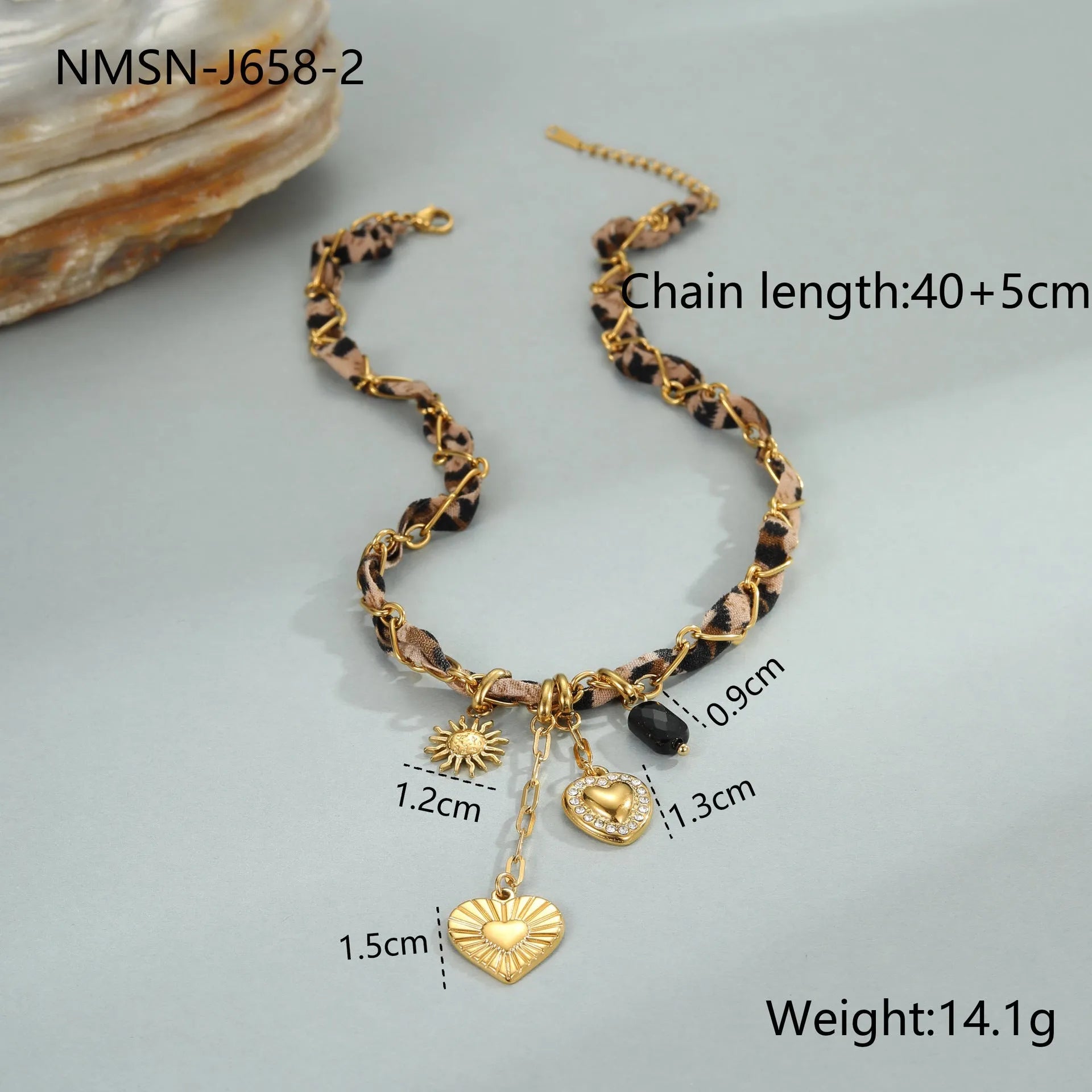 Gold-coloured stainless steel necklace with an adjustable chain and a choice of Big Heart or geometric Love Sun pendant.