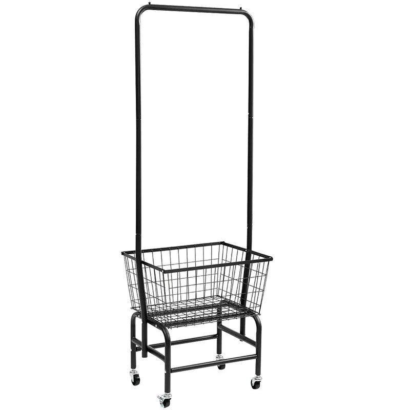 White or black single rod iron pulley storage car for hanging clothes, trousers, or ties.
