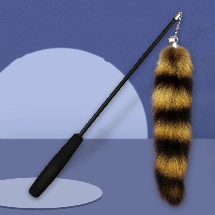 Black 42cm cat wand teaser with elastic string and interactive catcher attachment