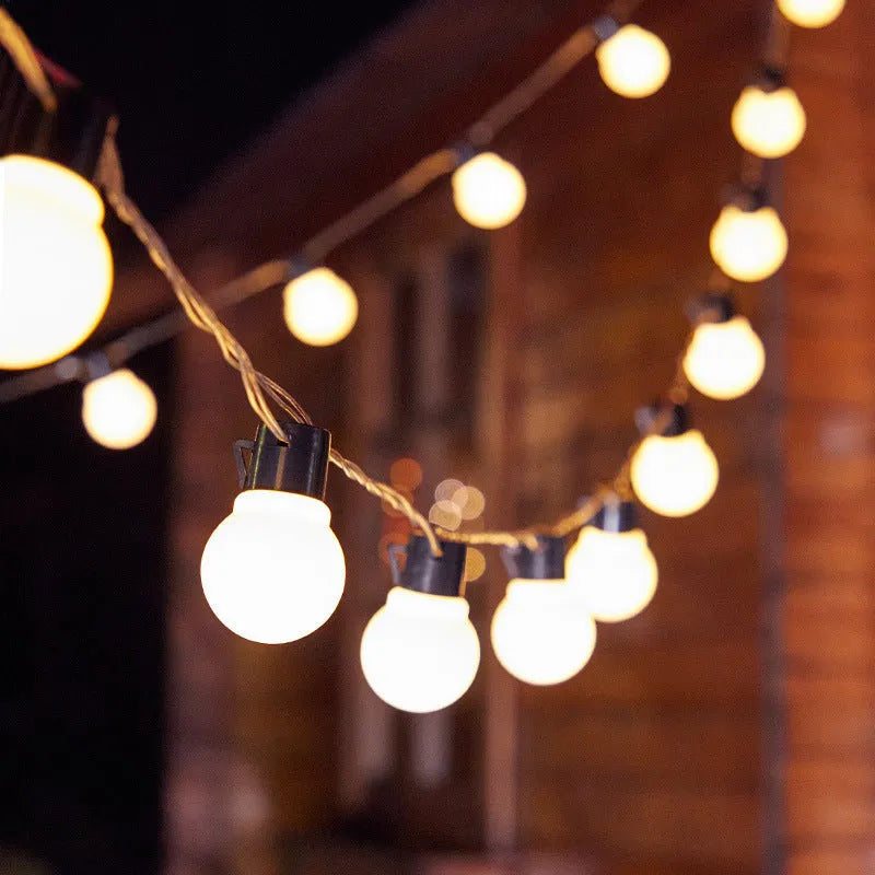 10-metre solar festival light string with 40 retro bulbs on black cable for outdoor tent decoration