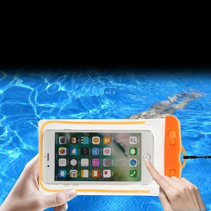 Universal waterproof luminous phone case in multiple colours for outdoor smartphone protection