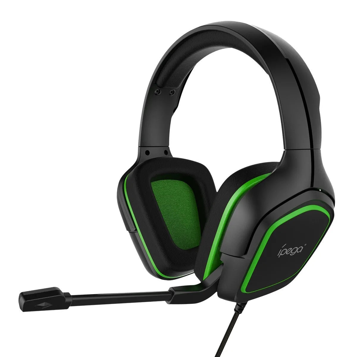 Blue computer gaming headset with microphone, 3.5mm wired cable, and over-ear design