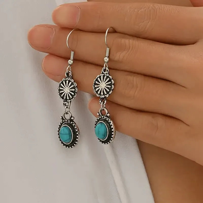 Alloy geometric retro jewellery set with grid pattern earrings necklace bracelet