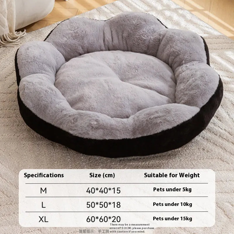 A round plush cat bed with a detachable cover, shown in a brown grey colour.