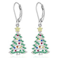 Copper Christmas tree earring pendants with white gold E4318 finish for women