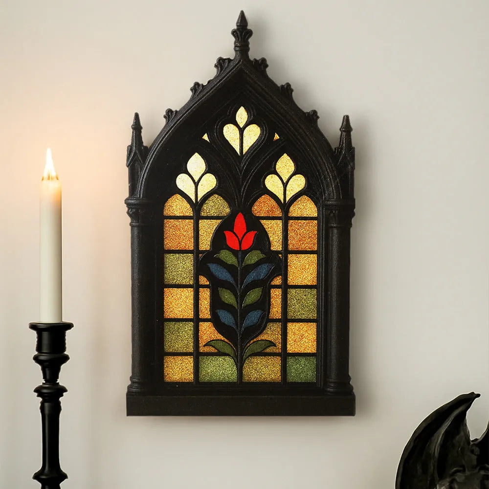 Solid wood Gothic style wall mounted storage rack or door frame decoration in one of three colour finishes.