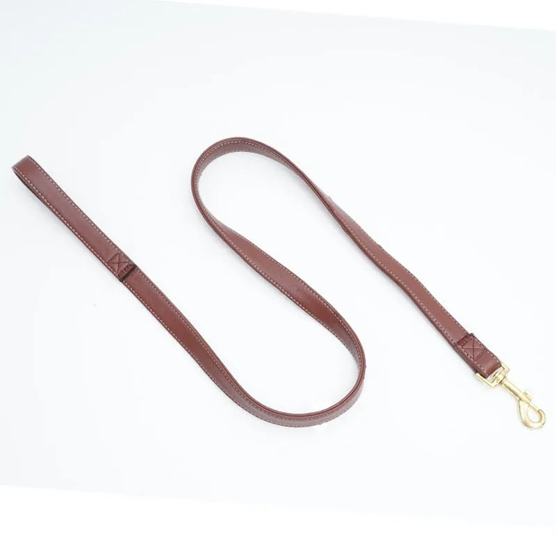 Roran high-grade PU leather pet traction belt in black or maroon with metal clip