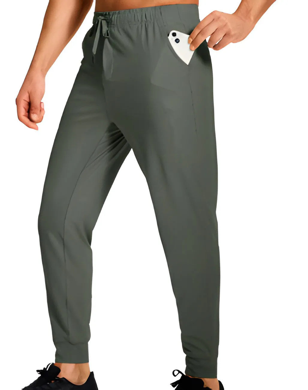Men's loose fit casual trousers in solid colours with polyester fabric construction