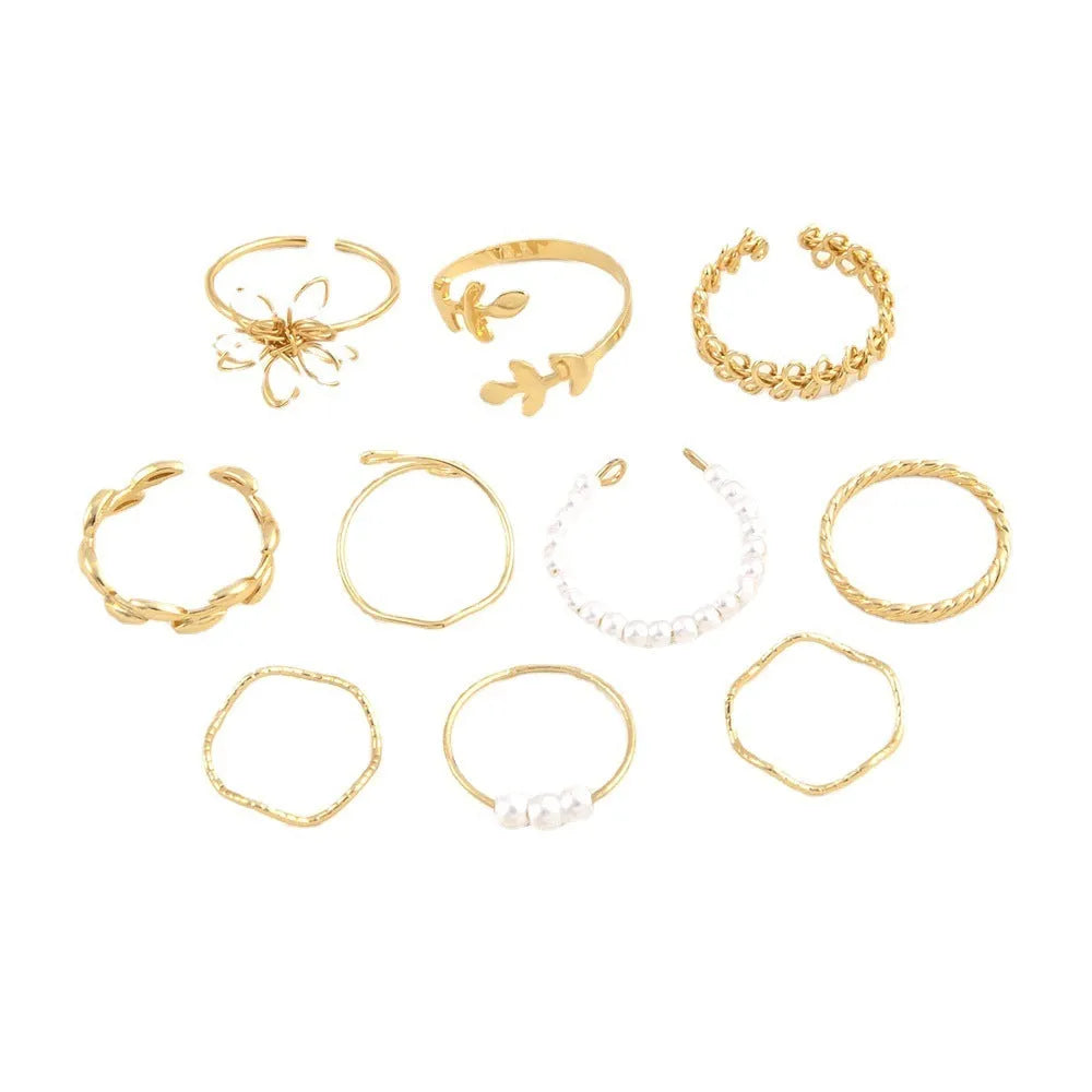 Women's openwork flower ring in electroplated alloy with gold J0656 colour and glossy finish
