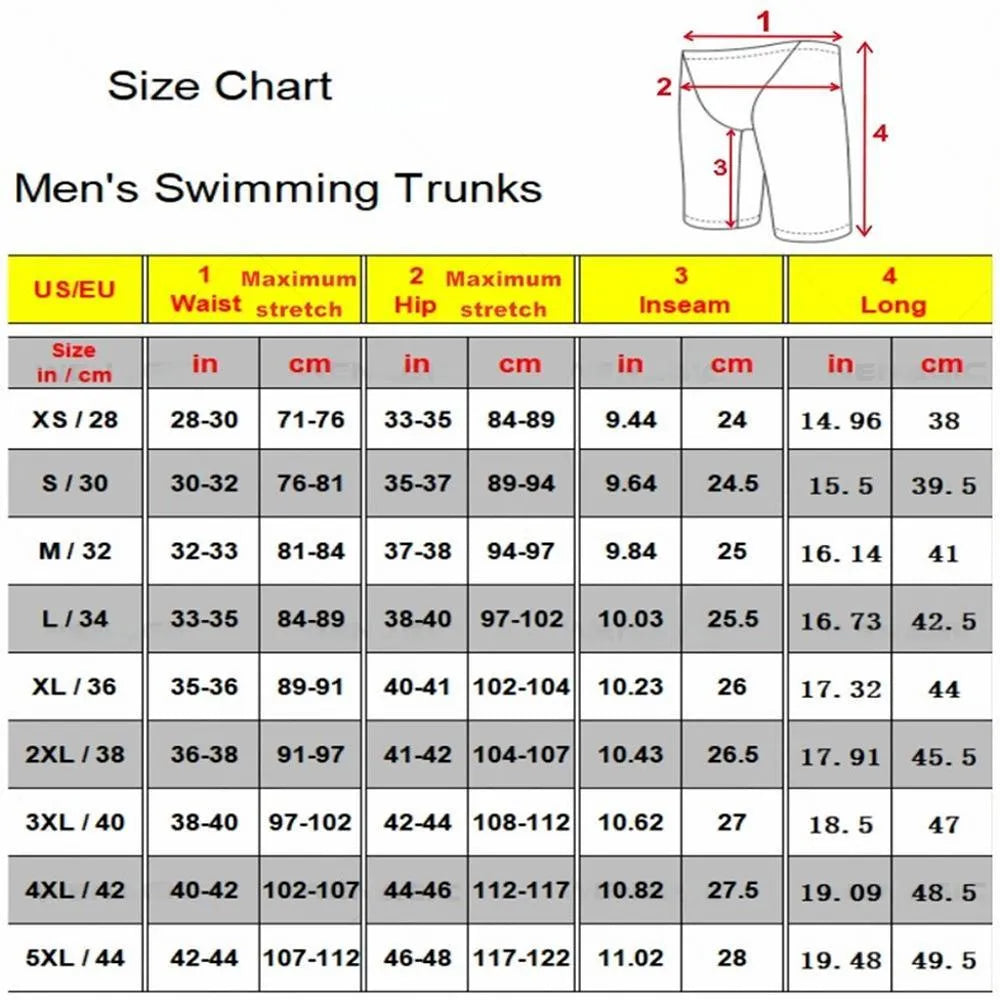 Men's swimming pants in briefs style with polyester and Lycra fabric, shown in multiple colour options