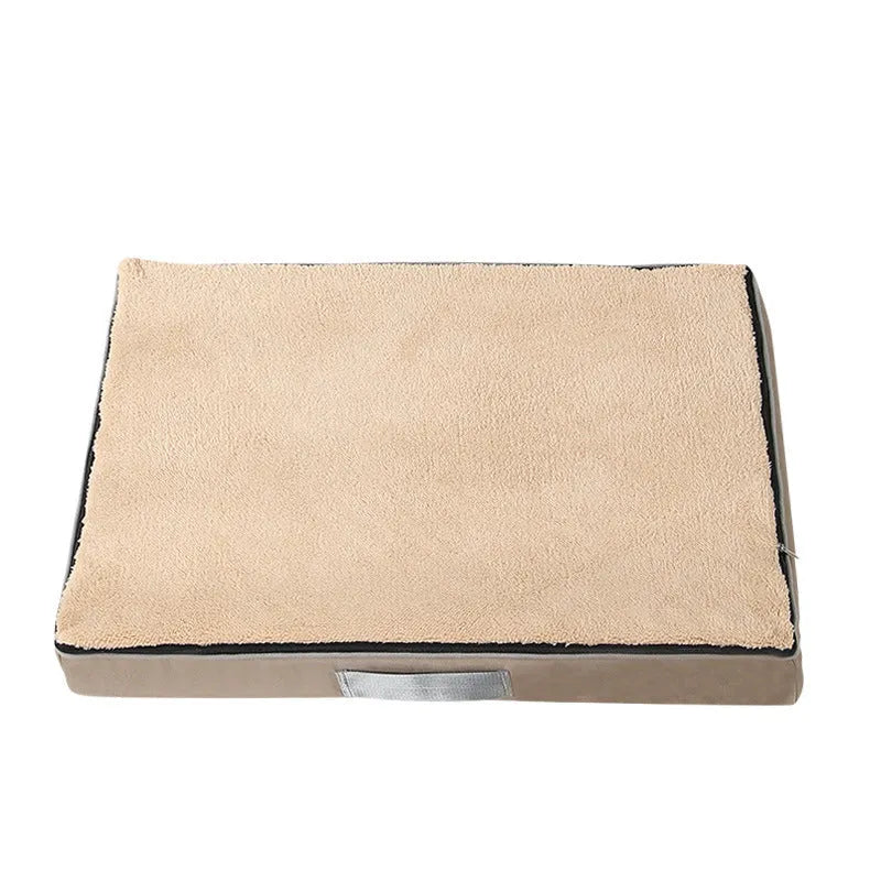 Removable cover memory sponge dog mat in brown shu cotton velvet fabric