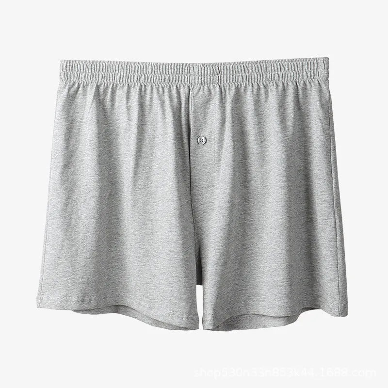 Men's cotton high-waist boxer shorts in light grey, dark blue and black colours