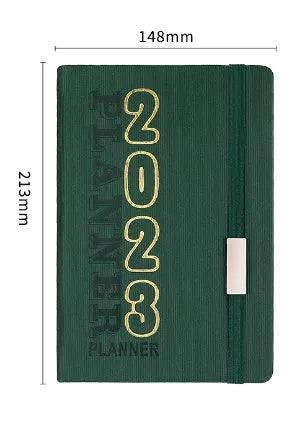 A5 student almanac diary with imitation leather cover showing monthly calendar layout and creative design elements
