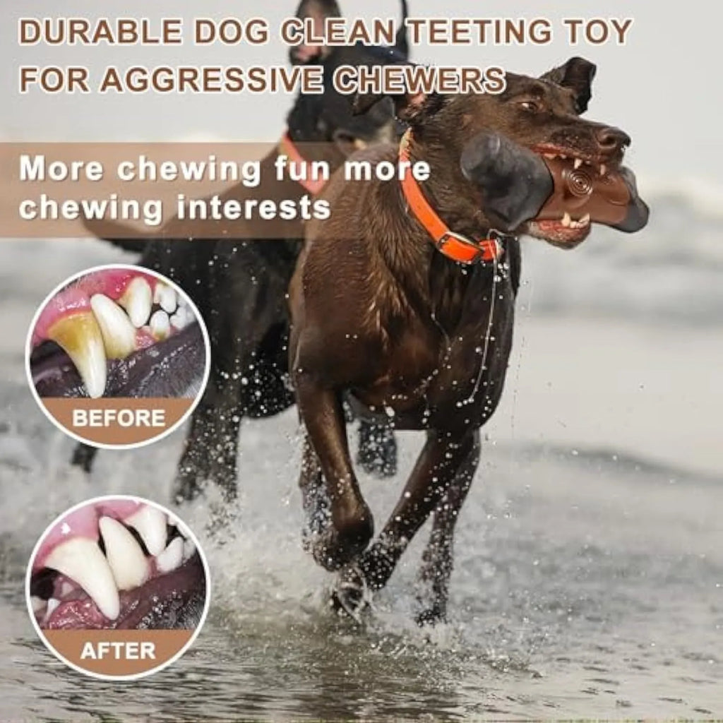 Large brown branch-shaped indestructible nylon dog chew toy for aggressive large breed dogs.