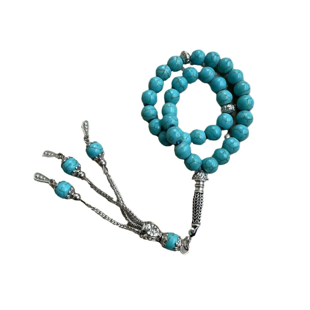 Handmade sky blue stone bead Muslim prayer bracelet for dhikr worship