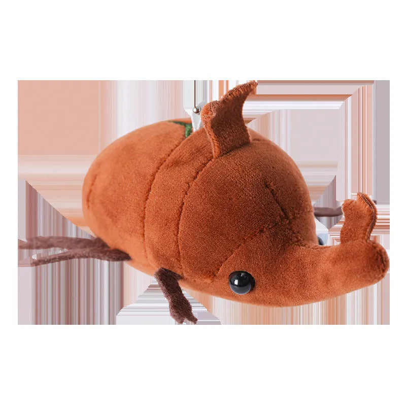 10cm small beetle doll plush Japanese rhinoceros beetle pendant in short plush fabric