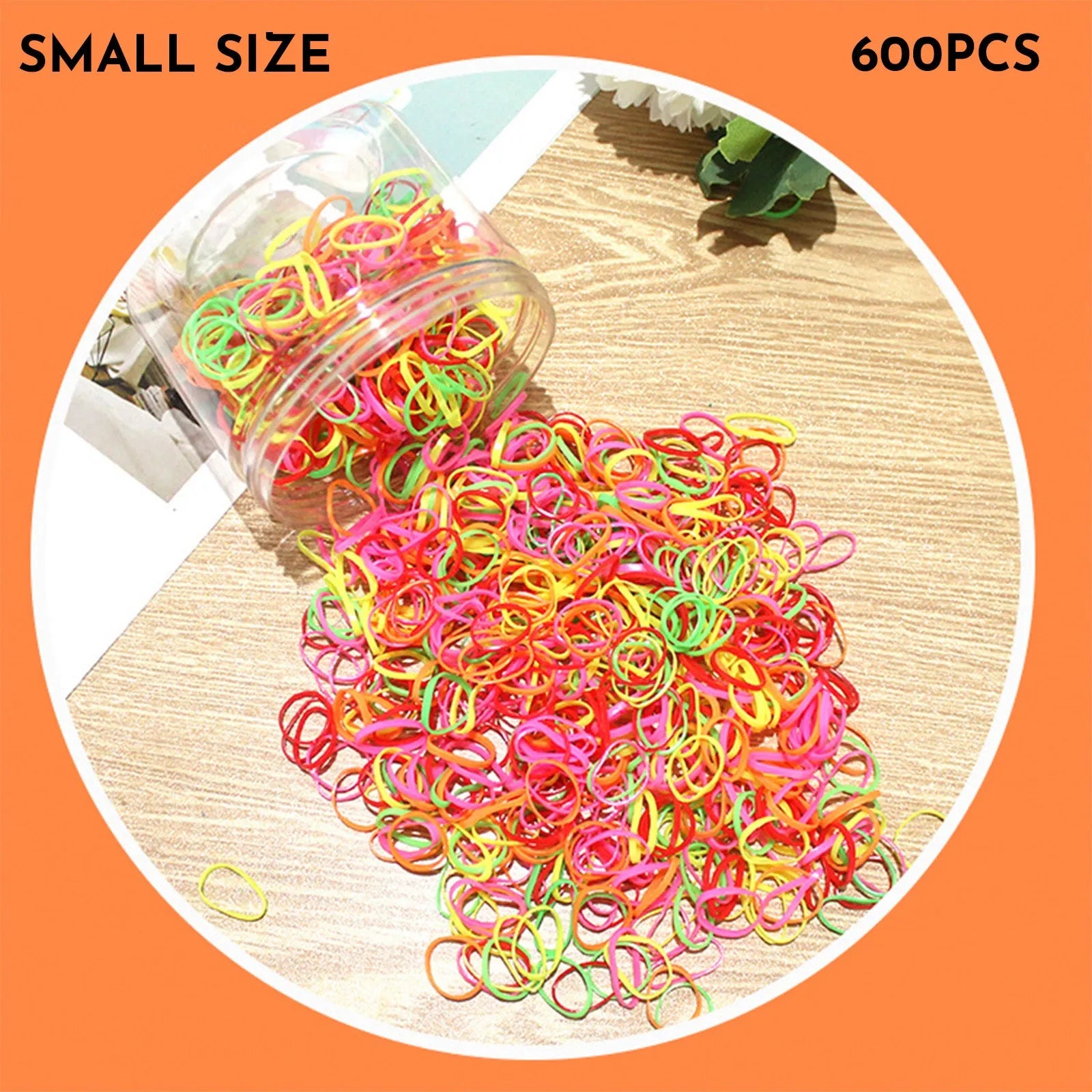 Multi-colour TPU baby hair ties for toddlers in a reusable storage container, 300 piece pack.