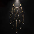 Women's mesh tassel hair chain with electroplated gold or silver finish and pearl accents