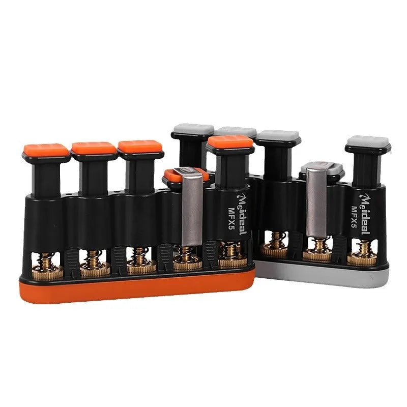 Grey and orange silicone climbing fingerboard trainer for hand strength development