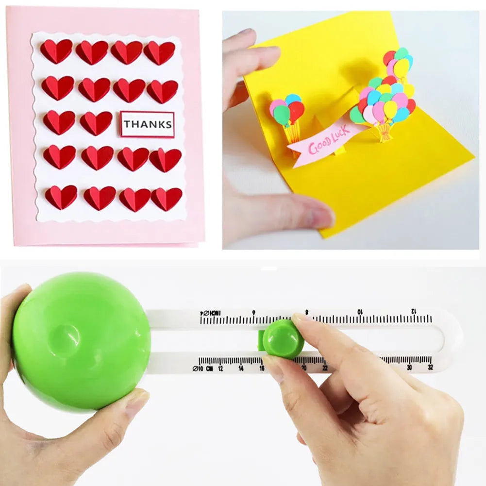 Green or orange plastic round paper cutter for A3 sheets on a colour box