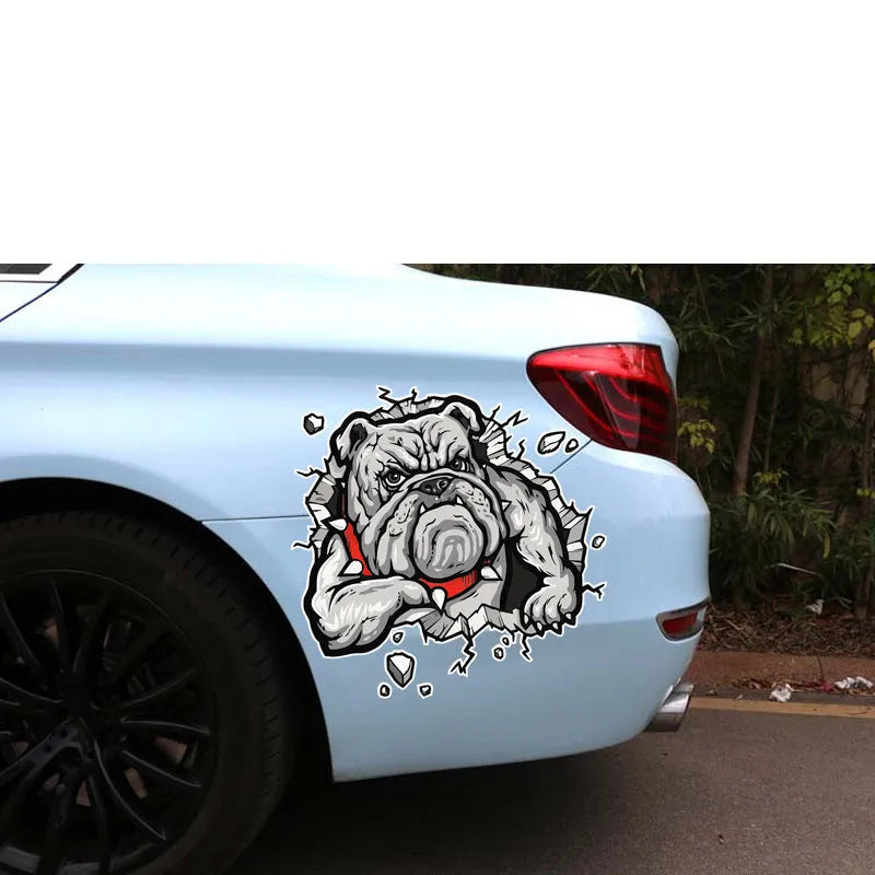Grey dog pattern motorcycle decorative sticker measuring 17cm by 17cm with customisable sizing