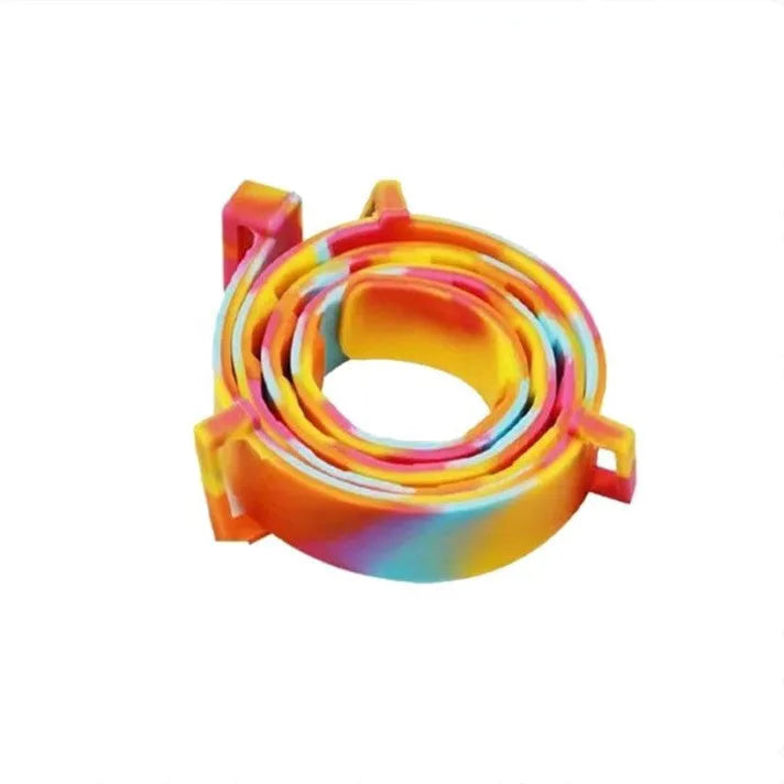 Rainbow boxed plastic flea prevention collar for cats and dogs.