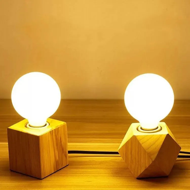 Wooden retro lamp holder in square and diamond designs with optional switch