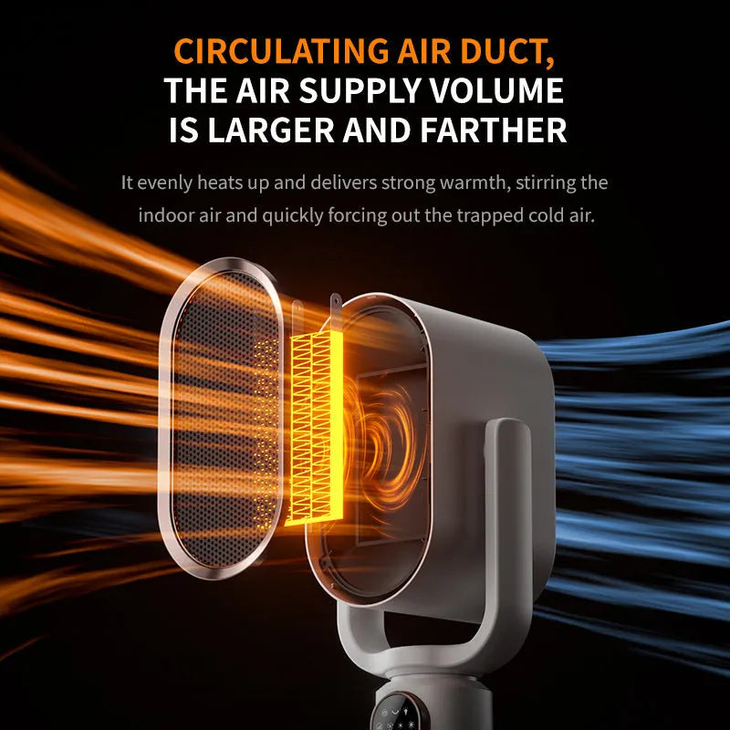Desktop warm air blower heater in N6 colour with touch controls and 2-8 hour timer