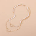 Gold heart-shaped zinc alloy pendant necklace on adjustable chain