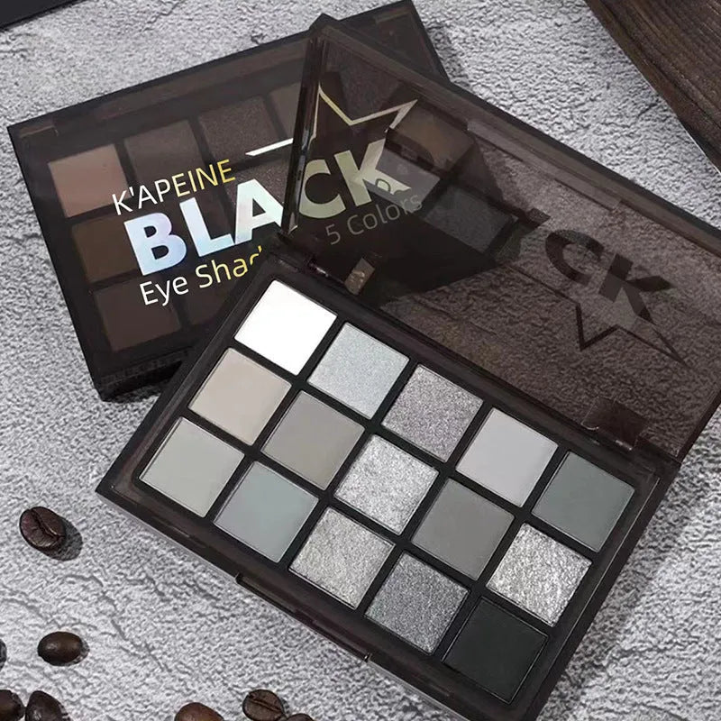 15-colour matte shimmer eye shadow palette with brown blue shades for smoky makeup