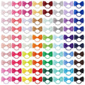 80 multi-coloured tiny hair ties with grosgrain ribbon bows for baby girls and toddlers.