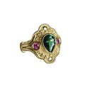 Geometric gold electroplated alloy women's ring in golden lvzuan colour with ins style design