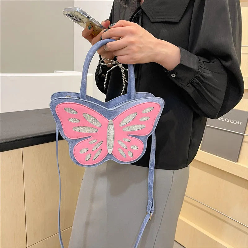 Small square crossbody bag in PU leather with contrast colour accents