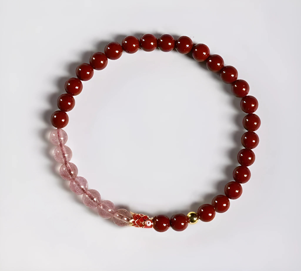 Hand-woven unisex bracelet with purple gold sand and koi pendant in retro style