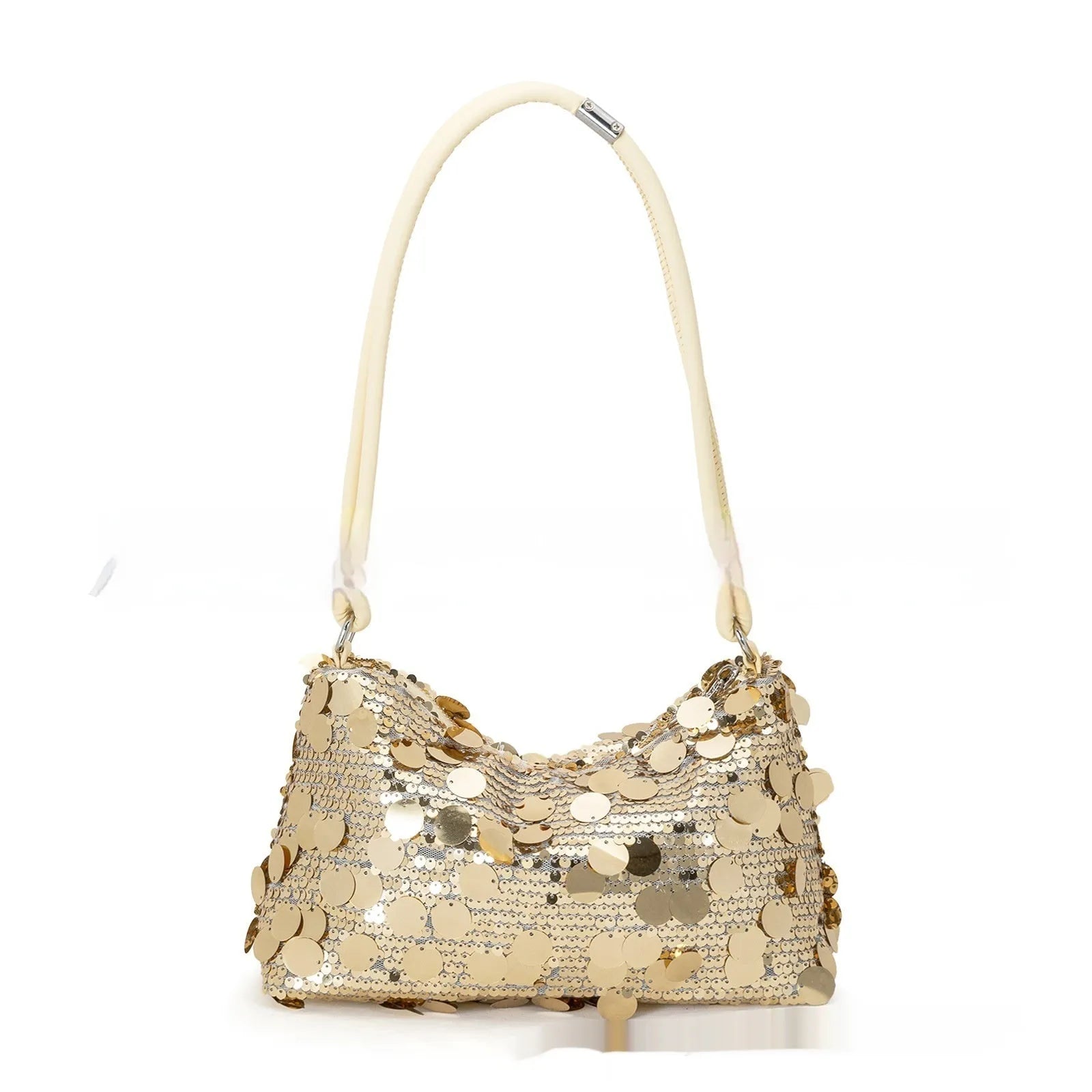 Soft polyester women's underarm crossbody bag with sandwich pocket, shown in black colour